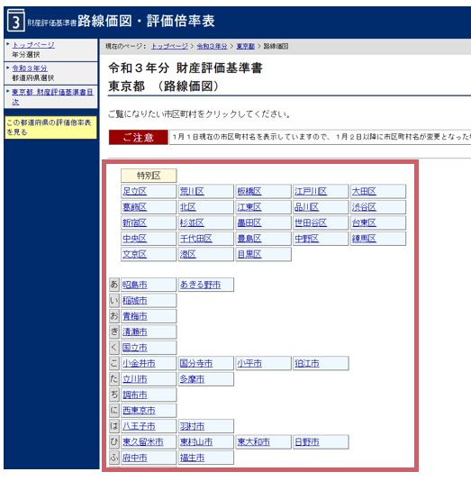 変更前の市区町村名を選びましょう