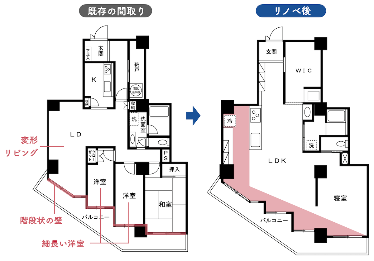 階段状の変形間取り