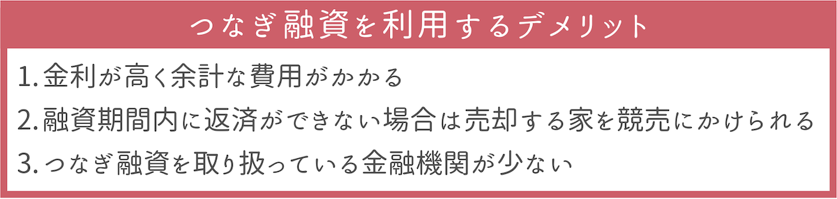 不動産売却でのつなぎ融資を利用する3つのデメリット