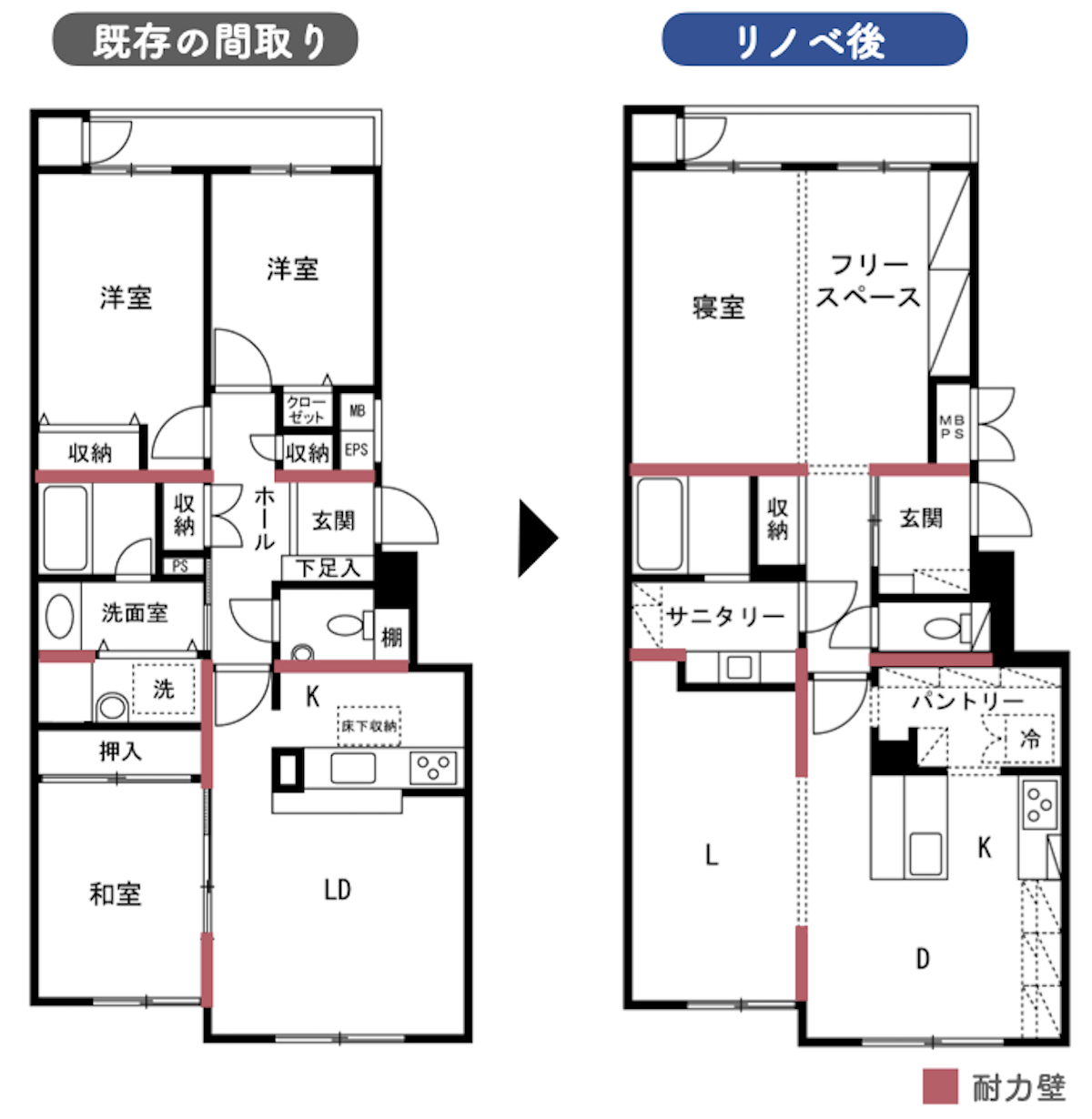 壁式構造事例2の間取り図