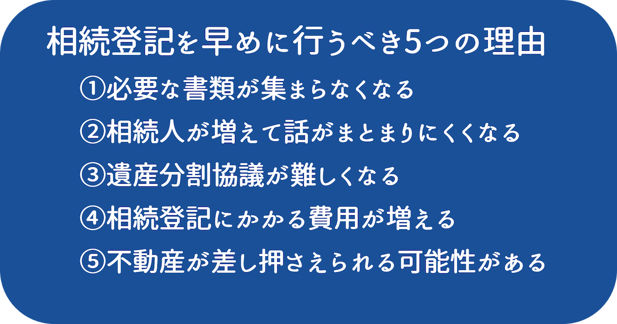 期限にかかわらず相続登記は早めに行うべき