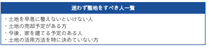 迷わず整地をすべき人一覧