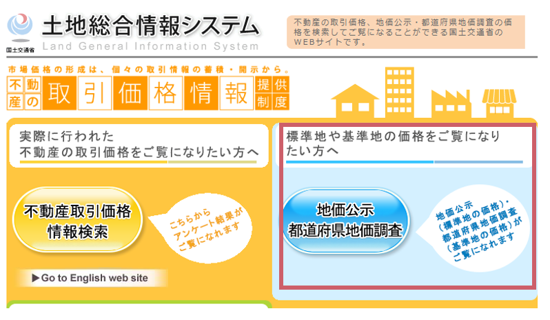 公示価格を調べたい土地を指定する