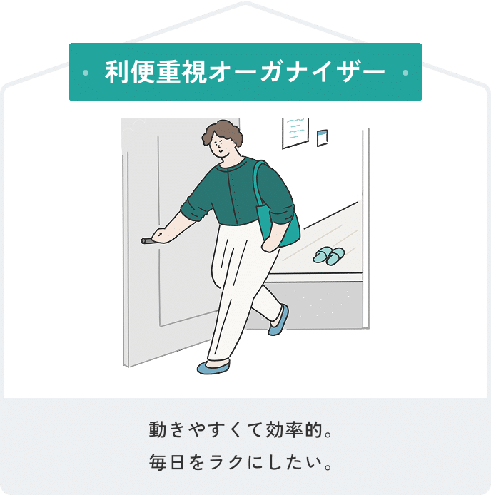 利便重視オーガナイザー 動きやすくて効率的。毎日をラクにしたい。